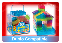 Duplo compatible prismablocks are economical building blocks. 