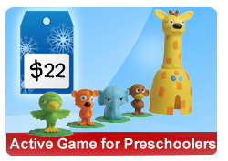 Watch your preschooler run around playing Animal Scramble